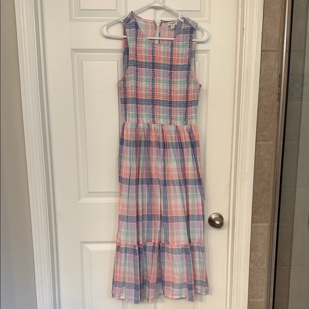 J. Crew Pastel Plaid Sleeveless Maxi Dress